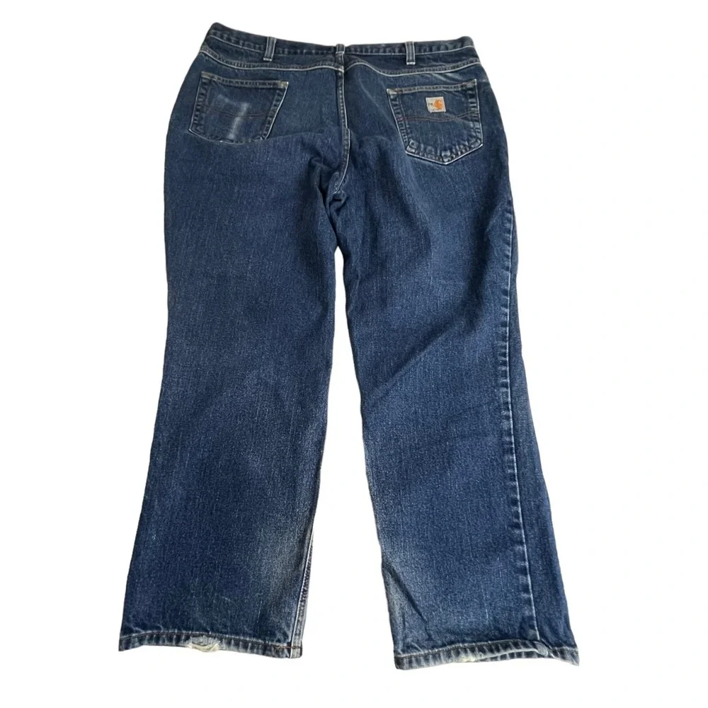 Carhartt Mens 42x30 FR Flame Resistant Work Jeans Blue Denim Straight Leg CAT 2